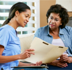 caregiver giving counseling to patient